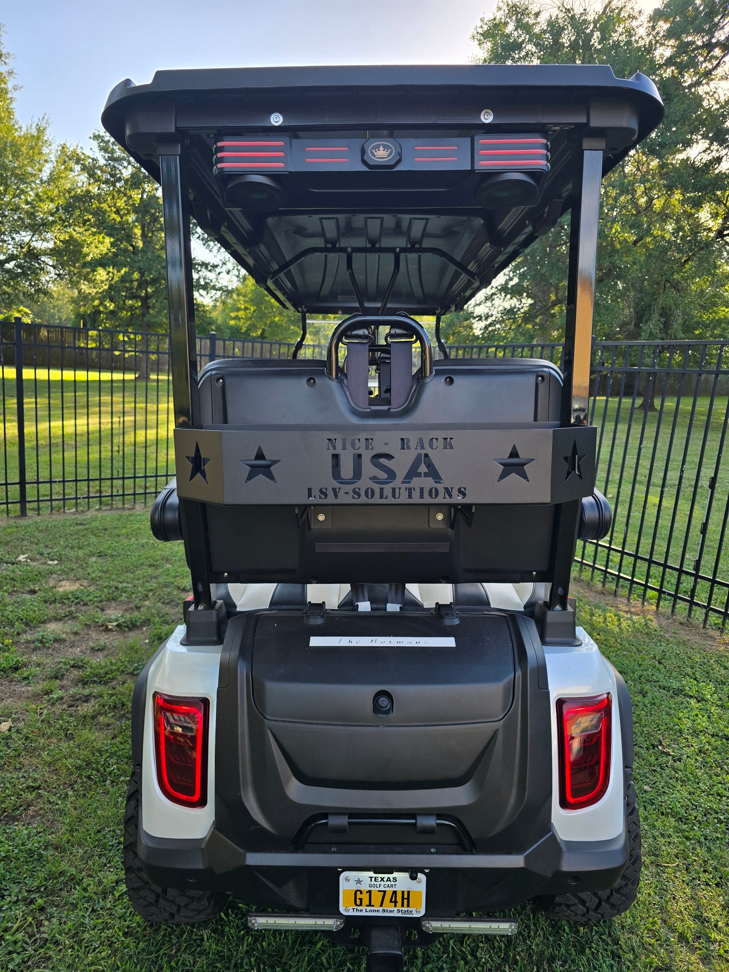 "NICE - RACK®", rear cargo carrier for the EVOLUTION D5 forward facing golf cart.