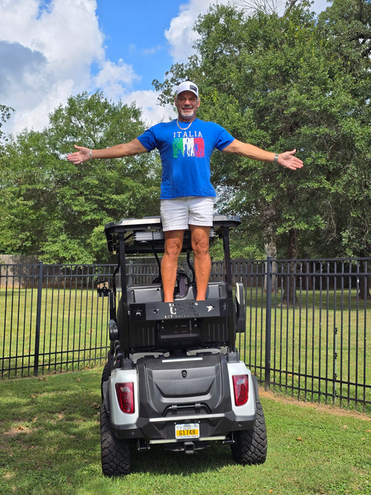 "NICE - RACK®", rear cargo carrier for the EVOLUTION D5 forward facing golf cart.